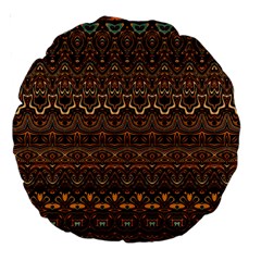 Boho Brown Gold Large 18  Premium Round Cushions by SpinnyChairDesigns