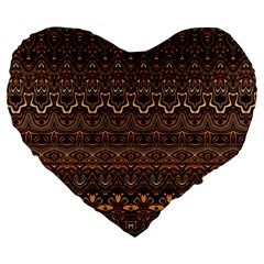 Boho Brown Gold Large 19  Premium Heart Shape Cushions by SpinnyChairDesigns