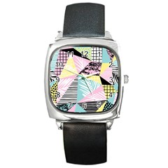 Mosaic Print Square Metal Watch by designsbymallika