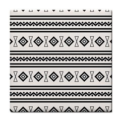 Black And White Aztec Tile Coaster by tmsartbazaar