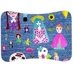 Blue Denim And Drawings Velour Seat Head Rest Cushion by snowwhitegirl
