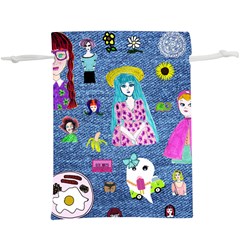 Blue Denim And Drawings  Lightweight Drawstring Pouch (xl) by snowwhitegirl