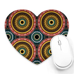 Aztec Multicolor Mandala Heart Mousepads by tmsartbazaar