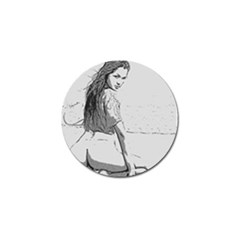 Beauty At The Beach, Sexy Girl Illustration, Black And White Golf Ball Marker (4 Pack) by Casemiro