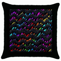 Rainbowwaves Throw Pillow Case (black) by Sparkle