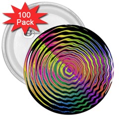 Rainbowwaves 3  Buttons (100 Pack)  by Sparkle