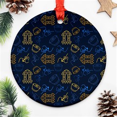 Tribal Festive Folk Pattern Round Ornament (two Sides) by tmsartbazaar