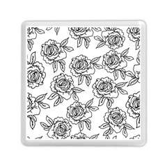 Line Art Black And White Rose Memory Card Reader (square) by MintanArt