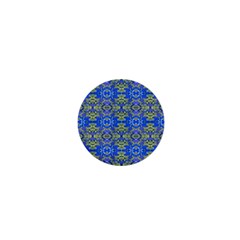 Gold And Blue Fancy Ornate Pattern 1  Mini Buttons by dflcprintsclothing