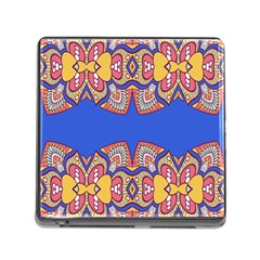 Yellow Red Shapes On A Blue Background                                                          Memory Card Reader (square) by LalyLauraFLM