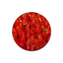 Colorful Strawberries At Market Display 1 Rubber Round Coaster (4 Pack)  by dflcprintsclothing