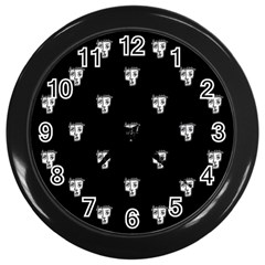 Man Head Caricature Drawing Pattern Wall Clock (black) by dflcprintsclothing