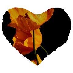 Yellow Poppies Large 19  Premium Flano Heart Shape Cushions by Audy