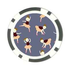 Cute  Pattern With  Dancing Ballerinas On The Blue Background Poker Chip Card Guard (10 Pack) by EvgeniiaBychkova