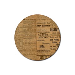 Antique Newspaper 1888 Rubber Round Coaster (4 Pack)  by ArtsyWishy