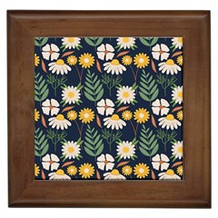 Flower Grey Pattern Floral Framed Tile by Dutashop