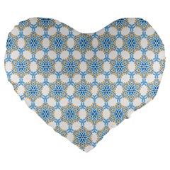 Mandala Pattern Multi Color Large 19  Premium Flano Heart Shape Cushions by designsbymallika