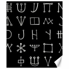 Heinrich Cornelius Agrippa Of Occult Philosophy 1651 Malachim Alphabet Collected Inverted Square Canvas 8  X 10  by WetdryvacsLair