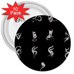 Katzen Cats 3  Buttons (10 Pack)  by WetdryvacsLair