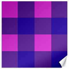 Blue And Pink Buffalo Plaid Check Squares Pattern Canvas 20  X 20  by yoursparklingshop