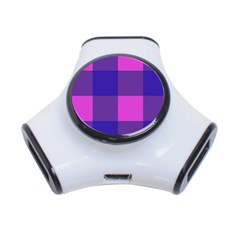 Blue And Pink Buffalo Plaid Check Squares Pattern 3-port Usb Hub by yoursparklingshop