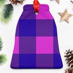 Blue And Pink Buffalo Plaid Check Squares Pattern Ornament (Bell) Front