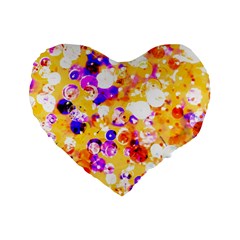 Summer Sequins Standard 16  Premium Flano Heart Shape Cushions by essentialimage