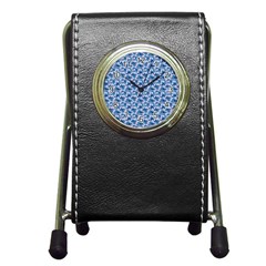 Blue Pattern Scrapbook Pen Holder Desk Clock by Dutashop