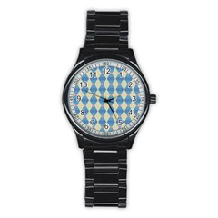 Pattern Texture Chevron Stainless Steel Round Watch by Dutashop
