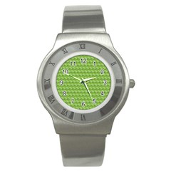 Green Pattern Ornate Background Stainless Steel Watch by Dutashop
