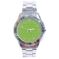 Green Pattern Ornate Background Stainless Steel Analogue Watch by Dutashop