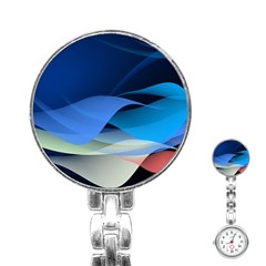 Flower Background Blue Design Stainless Steel Nurses Watch by Dutashop