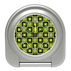Green Pattern Square Squares Travel Alarm Clock by Dutashop