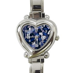 Structure Blue Background Heart Italian Charm Watch by Dutashop