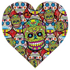 Sugar Skulls Wooden Puzzle Heart by ExtraAwesomeSauce