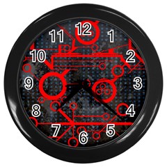 Tech - Red Wall Clock (black) by ExtraAwesomeSauce