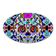Sugar Skull Pattern 2 Oval Magnet by ExtraAwesomeSauce