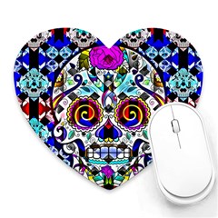 Sugar Skull Pattern 2 Heart Mousepads by ExtraAwesomeSauce