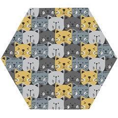 Cute Cat Pattern Wooden Puzzle Hexagon by ExtraAwesomeSauce