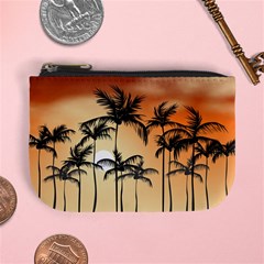 Sunset Palm Trees Beach Summer Mini Coin Purse by ExtraAwesomeSauce