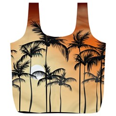Sunset Palm Trees Beach Summer Full Print Recycle Bag (xl) by ExtraAwesomeSauce
