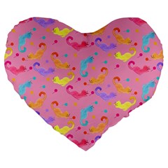 Watercolor Cats Pattern Large 19  Premium Flano Heart Shape Cushions by ExtraAwesomeSauce