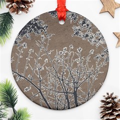 Linear Textured Botanical Motif Design Ornament (round) by dflcprintsclothing