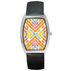 Line Pattern Cross Print Repeat Barrel Style Metal Watch by Dutashop