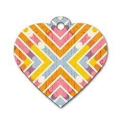 Line Pattern Cross Print Repeat Dog Tag Heart (two Sides) by Dutashop