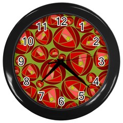 Abstract Rose Garden Red Wall Clock (black) by Dutashop