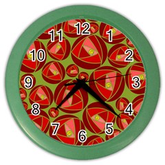Abstract Rose Garden Red Color Wall Clock by Dutashop