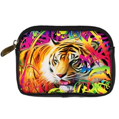 Tiger In The Jungle Digital Camera Leather Case by icarusismartdesigns