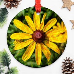 Sunflower Painting Ornament (round) by ExtraAwesomeSauce