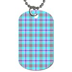 Tartan Mauve Purple Cyan Dog Tag (One Side) Front